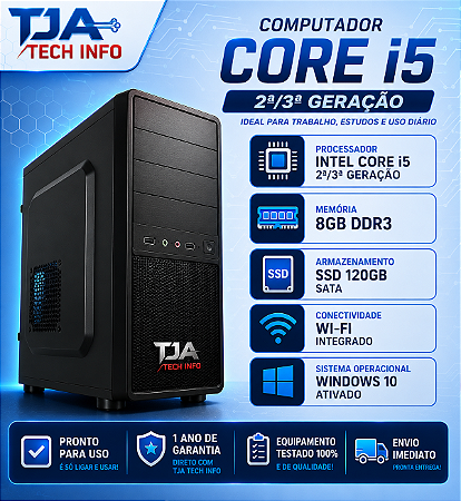 Computador Intel Core i5 2ª/3ª Geração 8GB DDR3 SSD 120GB Wi-Fi Windows 10