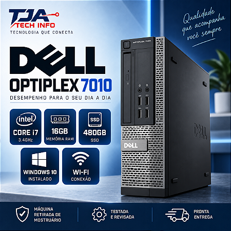 PC Dell OptiPlex 7010 Core i7 3.4GHz 16GB SSD 480GB Windows 10 Wi-Fi