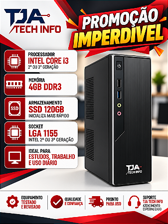 Computador Core i3 2ª/3ª Geração 4 GB DDR3 SSD 120 GB Slim