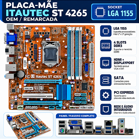 Placa-Mãe Itautec ST 4265 OEM LGA 1155 DDR3 HDMI DisplayPort