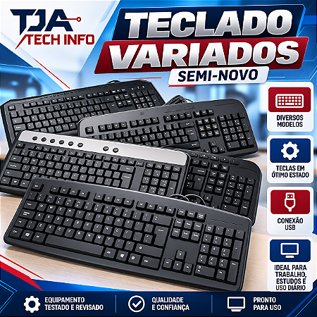 Teclado USB com Fio Seminovo – Modelos e Marcas Variadas