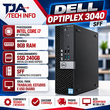 Computador Dell OptiPlex 3040 SFF Core i7 6ª Geração 8 GB SSD 240 GB