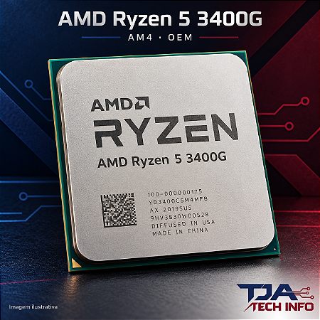 Processador AMD Ryzen 5 3400G AM4 OEM 4 Núcleos 8 Threads com Vídeo Integrado Sem Cooler
