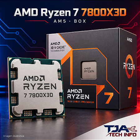 Processador AMD Ryzen 7 7800X3D AM5 BOX 8 Núcleos 16 Threads Sem Cooler