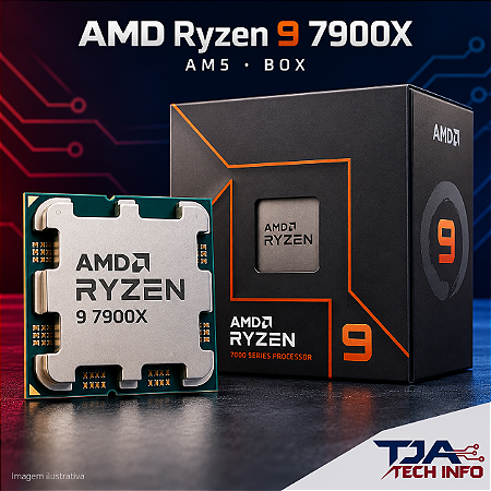 Processador AMD Ryzen 9 7900X AM5 BOX 12 Núcleos 24 Threads Sem Cooler