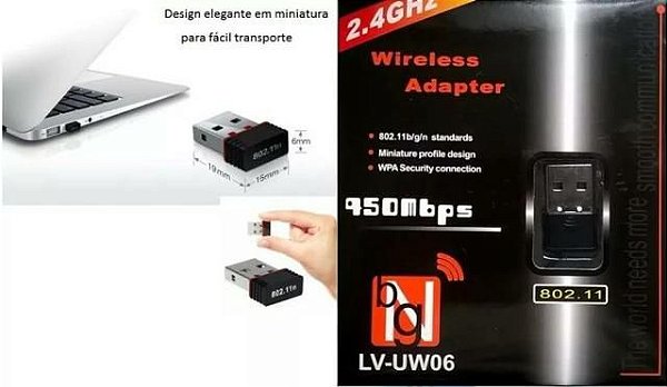 Mini Adaptador Receptor Wireless Usb Nano Wi Fi 150mbps NOVO