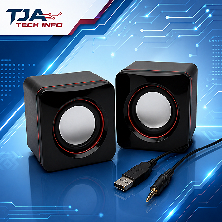 Mini Caixa de Som USB para PC e Notebook – Compacta e Potente | TJA Tech Info