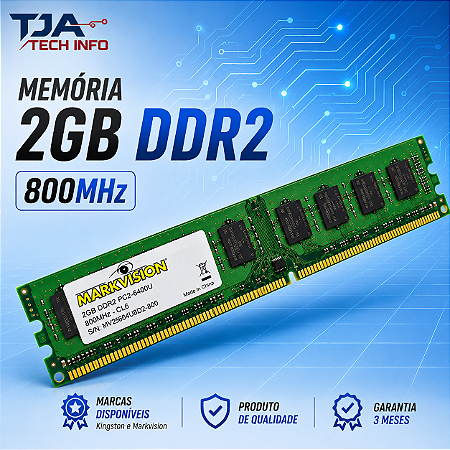 Memória 2GB DDR2 800MHz PC2-6400 Desktop Computador Compatível Intel e AMD