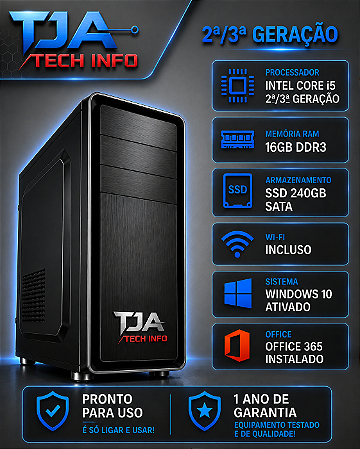 Computador Intel Core i5 8GB RAM SSD 240GB Wi-Fi Windows 10