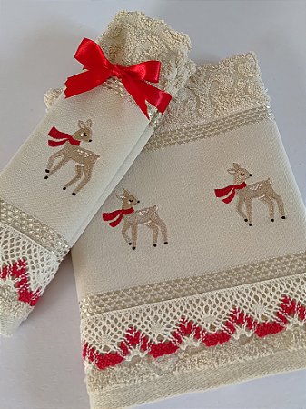 Kit toalhas de lavabo Natal