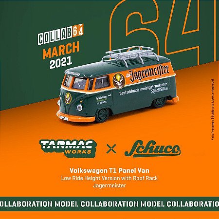 VW T1 Panel Van Jagermeister - Collab64 - Tarmac x Schuco  - Pré venda