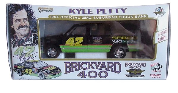 KYLE PETTY Brickyard 400 Diecast 1994 GMC Suburban Truck Bank Limited Ed. - Raridade