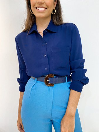 Camisa Fernanda Azul Marinho