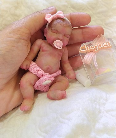 Mini Bebê Reborn Silicone Lulú Completo Silicone
