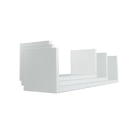 Kit 3 Prateleiras U Mdf Branco L=60cm/L=50cm/L=40cm x P15cm x A=150