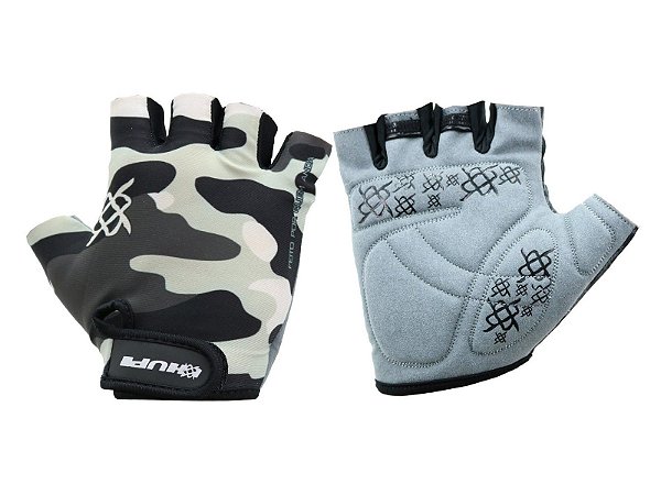 Luva De Ciclismo Camo Feminina Masculina Hupi Dedo Curto Mtb