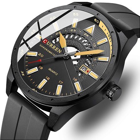 Relógio Masculino Curren Militar Preto Aço Inox Analógico