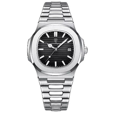 Relógio De Pulso Masculino Poedagar Prateado Luxo Aço Inox