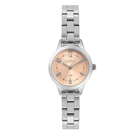 Mini Relógio Feminino Condor Prateado Rosé Pequeno Analógico