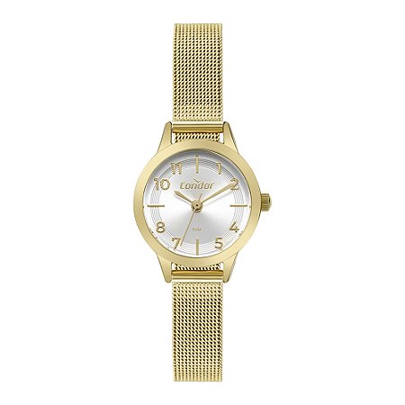 Relógio Condor Feminino Dourado Analógico Casual Luxo Mini