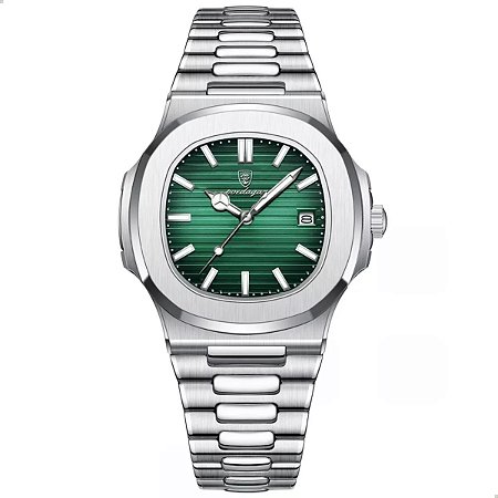 Relógio De Pulso Masculino Luxo Prata Poedagar Aço Inox