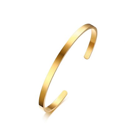 Pulseira Bracelete Dourada Em Aço Inoxidável Lisa Premium