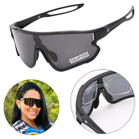 Óculos De Sol Polarizado Pace Bike Corrida Beach + Clip Grau