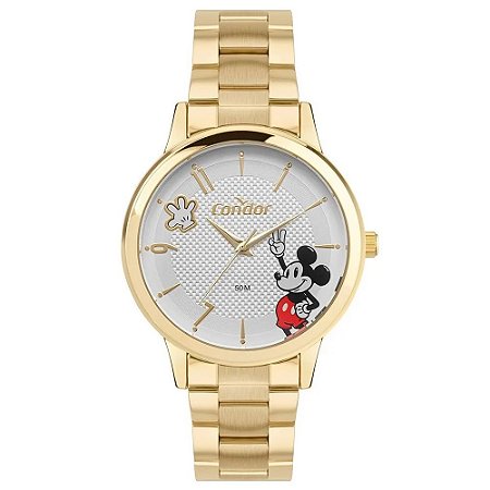 Relógio Condor Dourado Feminino Coleção Disney Mickey Mouse