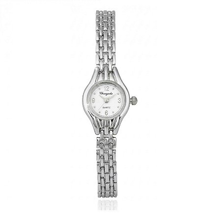 Relógio Prata Feminino De Pulso Quartz Luxo Mini Pequeno