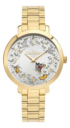 Relógio Feminino Dourado Luxo Condor Disney Mickey Mouse