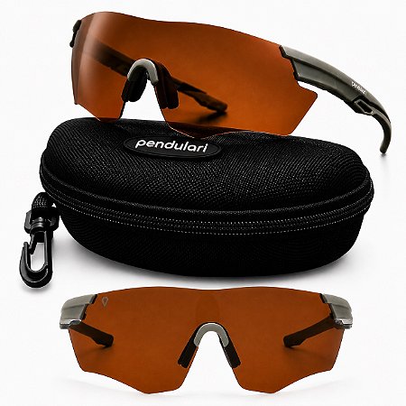 Óculos De Sol Pendulari Pulse Verde Oliva Lente Marrom Uv400 Marrom Verde