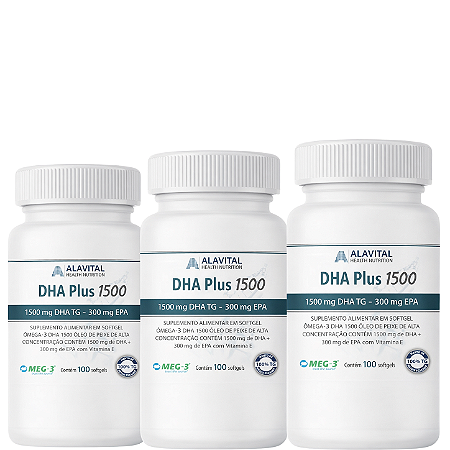 COMBO 15% OFF - 3 UNIDADES DHA PLUS 1.500mg TG 100 CAPS - ALAVITAL