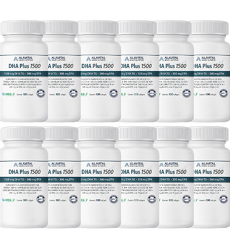 COMBO 20% OFF - 12 UNIDADES DHA PLUS 1.500mg TG 100 CAPS - ALAVITAL