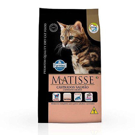 Ração Farmina Matisse Gatos Adultos Castrados Sabor Salmão - 7,5 Kg