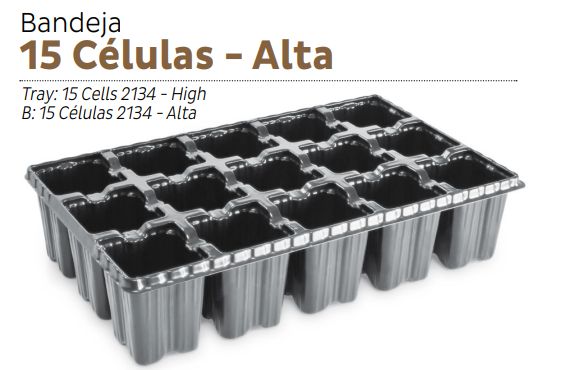 BANDEJA PLÁSTICA  15 CÉLULAS PARA PRODUÇÃO DE MUDAS