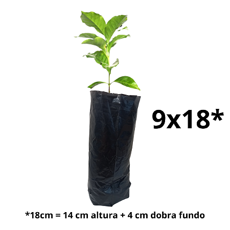 SACO PARA MUDAS 9X18  SACO PLÁSTICO  DE PLANTA PRETO 09X18 COM 1000