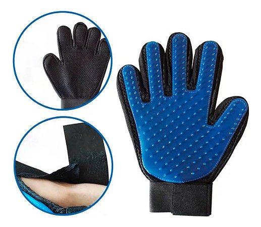 Luva Escova Nano Magnética Remove Tira Pêlos Cães Gatos Pets