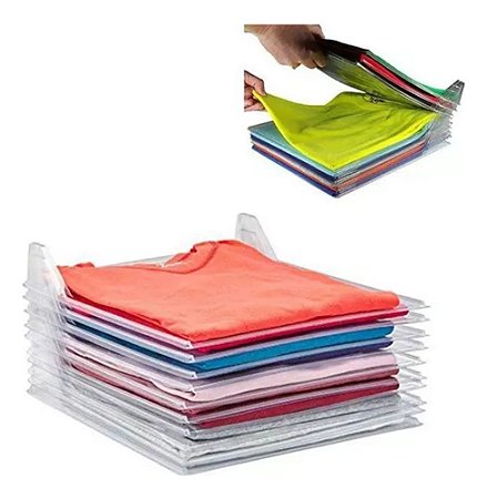 Organizador de Camisa e Camiseta de Plástico Guardar Dobrado 10 Divisórias