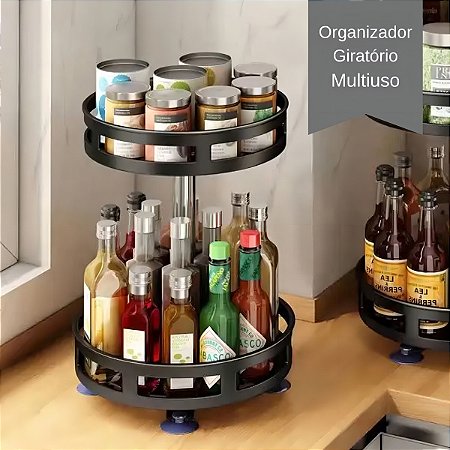 Organizador Porta Condimentos E Objetos Giratório 2 Andares