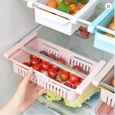 Organizador de Geladeira Gaveta Multiuso Retrátil de Plástico
