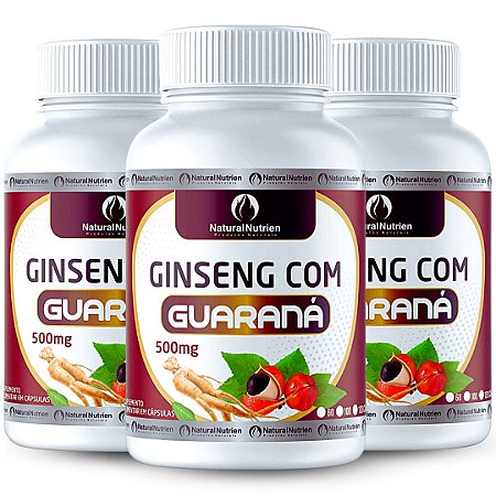 Suplemento Ginseng Guaraná 500mg 300 Cápsulas Foco e Vitalidade
