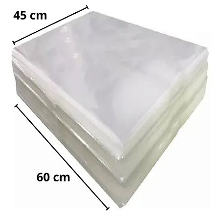 Saco Plástico Transparente Incolor - 45cm x 60cm - 100 unidades