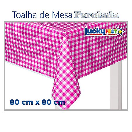 Toalha de Mesa Perolada Xadrez Pink - 10 unidades - 80cm x 80cm