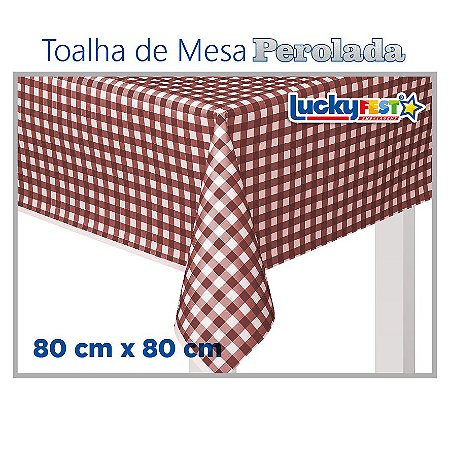 Toalha de Mesa Perolada Xadrez Marrom - 10 unidades - 80cm x 80cm