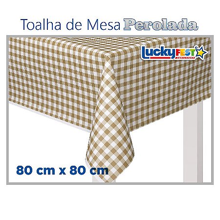 Toalha de Mesa Perolada Xadrez Ouro - 10 unidades - 80cm x 80cm