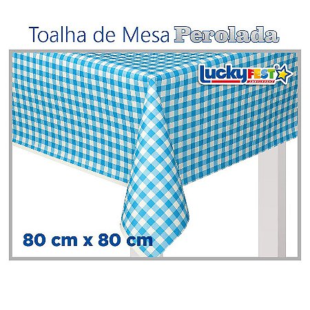 Toalha de Mesa Perolada Xadrez Azul Claro - 10 unidades - 80cm x 80cm