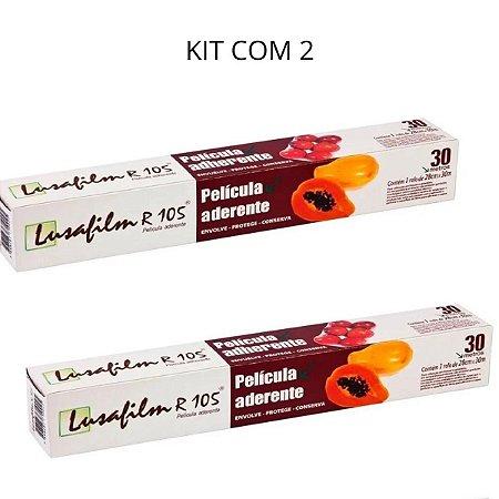 Kit 02 Rolo Filme Pvc Linha Doméstica Lusafilm R105 28cmx30m