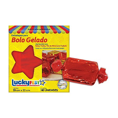 Embalagem Laminada Para Bolo Gelado 20x22 Vermelho - 100 UN