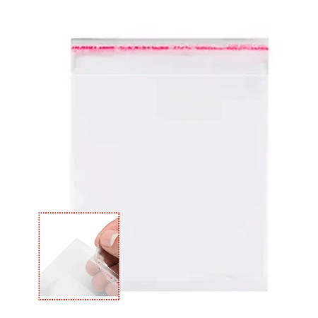 Saco Adesivado Plástico Transparente C/ Aba 6,5x13cm C/100 und