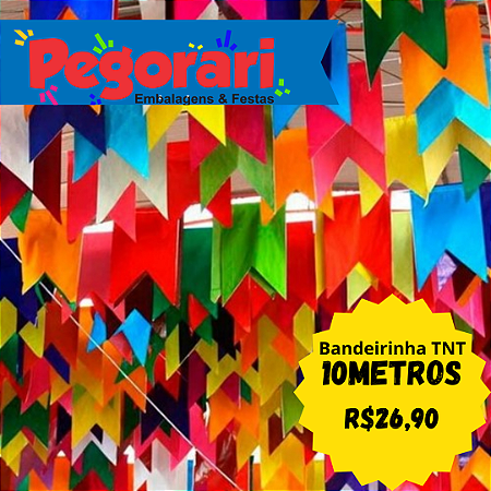 Bandeirinha Festa Junina Em Tnt 10 Metros Coloridas 16x26cm